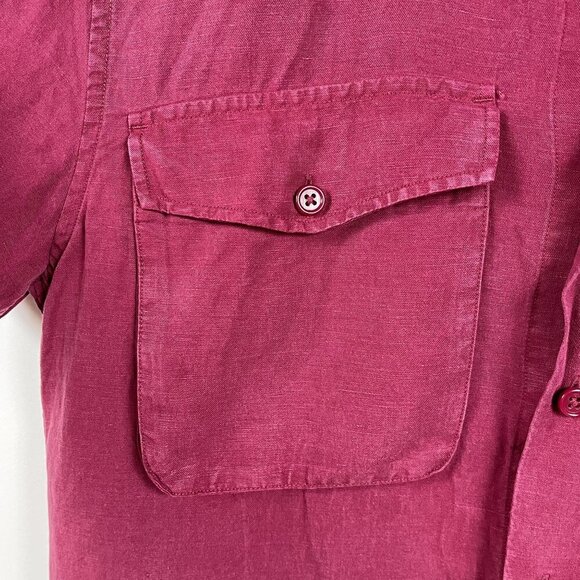 Bonobos Linen Blend Maroon Button Down Short Sleeve Shirt Size Medium - Picture 6 of 6